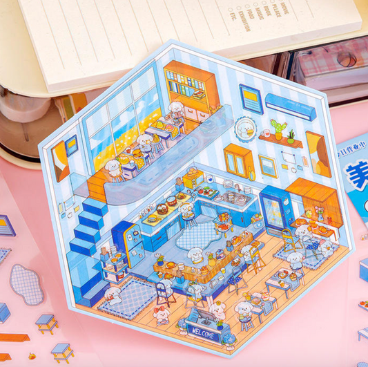 3D Sticker Scene Book for Adults & Kids - DIY DIY Horror Adventure House, Fantasy Art Therapy Stickers Collection | Stress Relief, Home Decoration (Sticker Therapy Activity Book