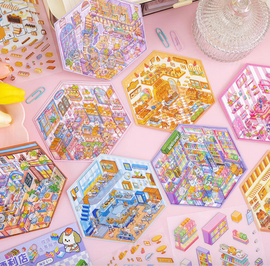 3D Sticker Scene Book for Adults & Kids - DIY DIY Horror Adventure House, Fantasy Art Therapy Stickers Collection | Stress Relief, Home Decoration (Sticker Therapy Activity Book