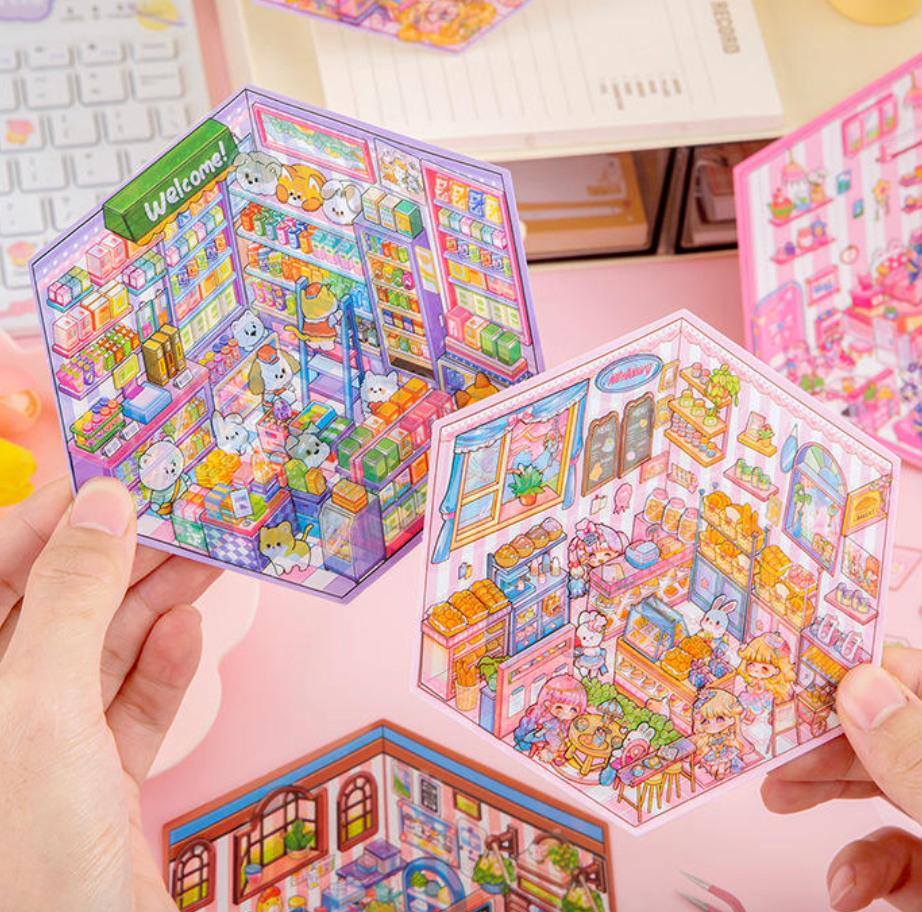 3D Sticker Scene Book for Adults & Kids - DIY DIY Horror Adventure House, Fantasy Art Therapy Stickers Collection | Stress Relief, Home Decoration (Sticker Therapy Activity Book